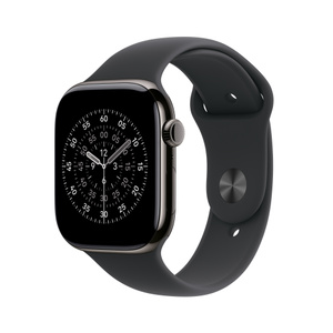 Refurbished Apple Watch Series 11 GPS + Cellular, 46mm Slate Titanium Case with M/L Black Sport Band