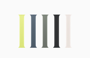 Solo Loop colors: neon yellow, green gray, anchor blue, black, light blush