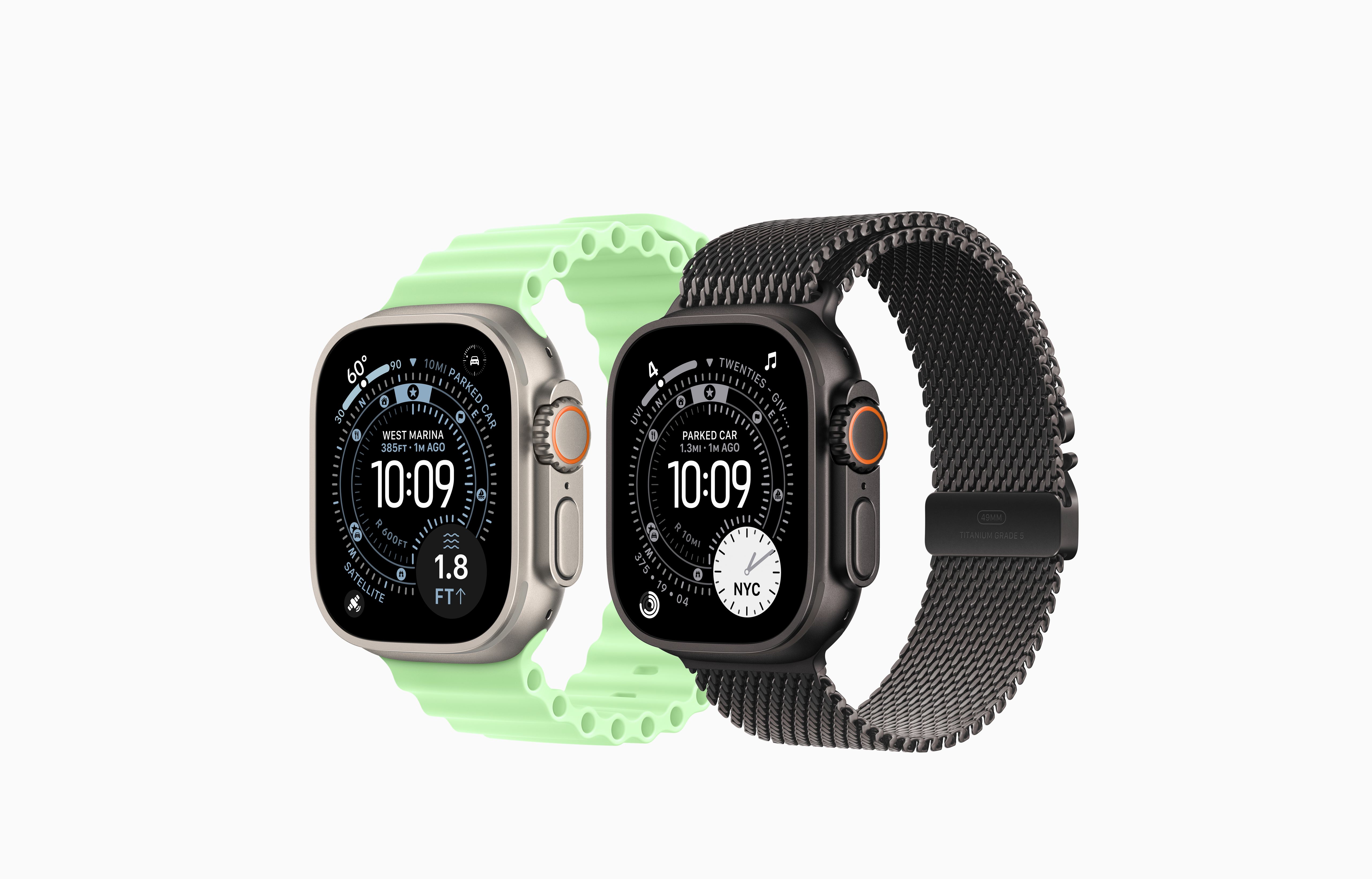 Apple Watch Ultra 3 GPS + Cellular, 49mm Black Titanium Case with Neon Green Ocean Band