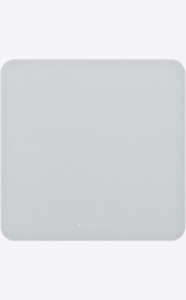Apple Vision Pro Polishing Cloth, light gray, rounded corners, embedded logo and text that reads Apple Vision Pro
