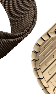 Apple Watch bands, stainless steel material, Milanese Loop, dark bronze color, Link Bracelet, radiant gold color