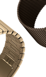 Apple Watch bands, stainless steel material, Milanese Loop, dark bronze color, Link Bracelet, radiant gold color