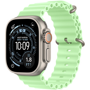 Apple Watch Ultra 3, 49mm, Natural Titanium case with Green Ocean band