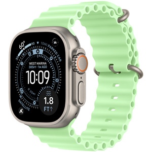 Apple Watch Ultra 3, 49mm, Natural Titanium case with Green Ocean band