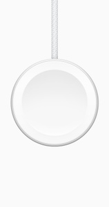 Circular magnetic connector of the 1‑metre braided Apple Watch Magnetic Fast Charger to USB‑C Cable.