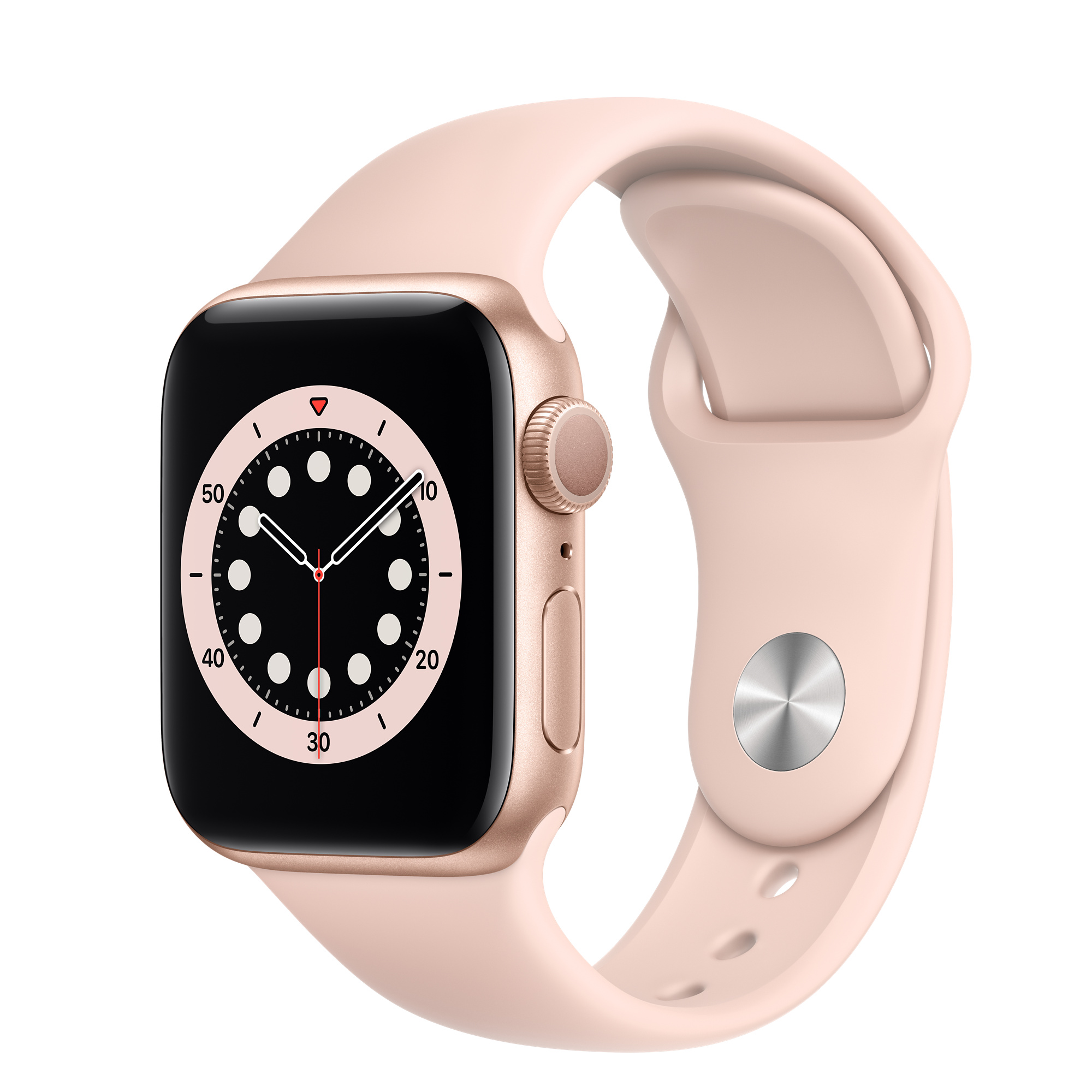 apple watch series 6 gps 40 mm aluminiumgehause gold sportarmband sandrosa regular apple de