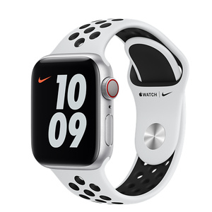 Apple Watch Nike Series 6 Gps Cellular 40mm Silver Aluminum Case With Pure Platinum Black Nike Sport Band Regular Apple Ae