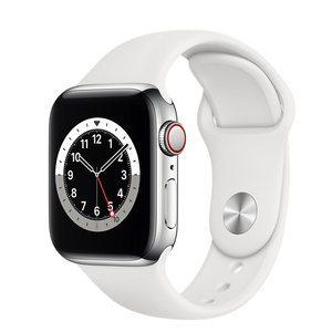 Apple Watch Series 6 Gps Cellular 40 Mm Edelstahlgehause Silber Sportarmband Weiss Regular Apple De