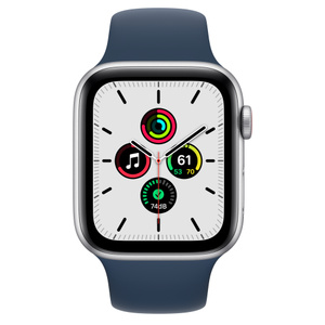 Refurbished Apple Watch SE GPS + Cellular, 44mm Silver Aluminium Case with Abyss Blue Sport Band