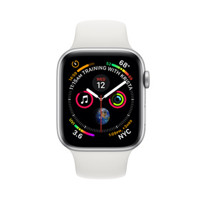 Refurbished Apple Watch Series 4 GPS + Cellular, 44mm Silver Aluminium Case with White Sport Band - Apple (UK) Refurbished Apple Watch Series 4 GPS + Cellular, 44mm Silver Aluminium Case with White Sport Band - Apple (UK)