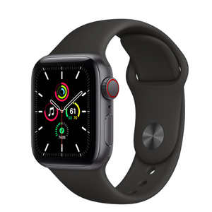 Refurbished Apple Watch SE GPS + Cellular, 40mm Space Grey Aluminium Case  with Black Sport Band - Apple (UK)