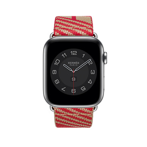 Apple Watch Hermès - 44 mm Jumping Single Tour Kraft/Rouge de Cœur  