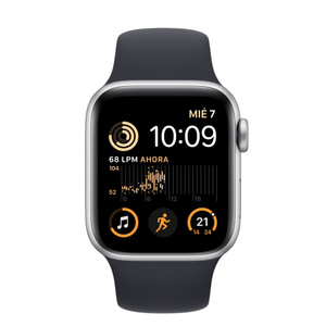 Apple Watch SE (GPS) - Caja de aluminio en plata de 40 mm - Correa deportiva en color medianoche - Talla única