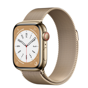 Apple Watch Series 8 (GPS + Cellular) Caja de acero inoxidable en oro de 41 mm - Pulsera Milanese Loop en oro - Apple (ES)
