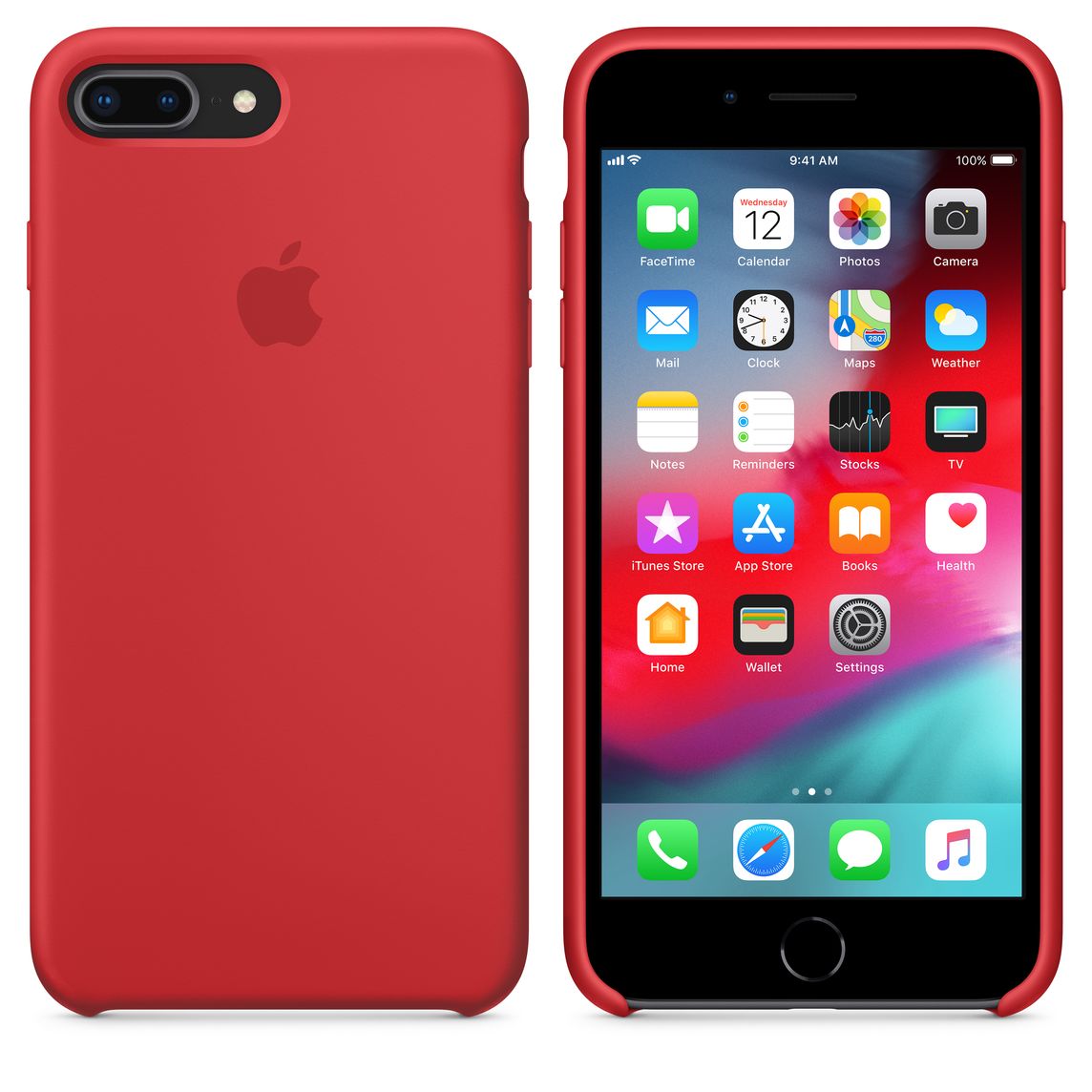 coque rouge iphone 7/8 plus caoutchouc