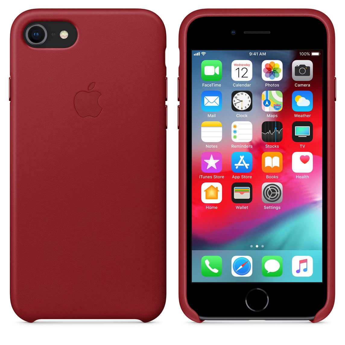 coque en cuir apple rouge pour iphone 8