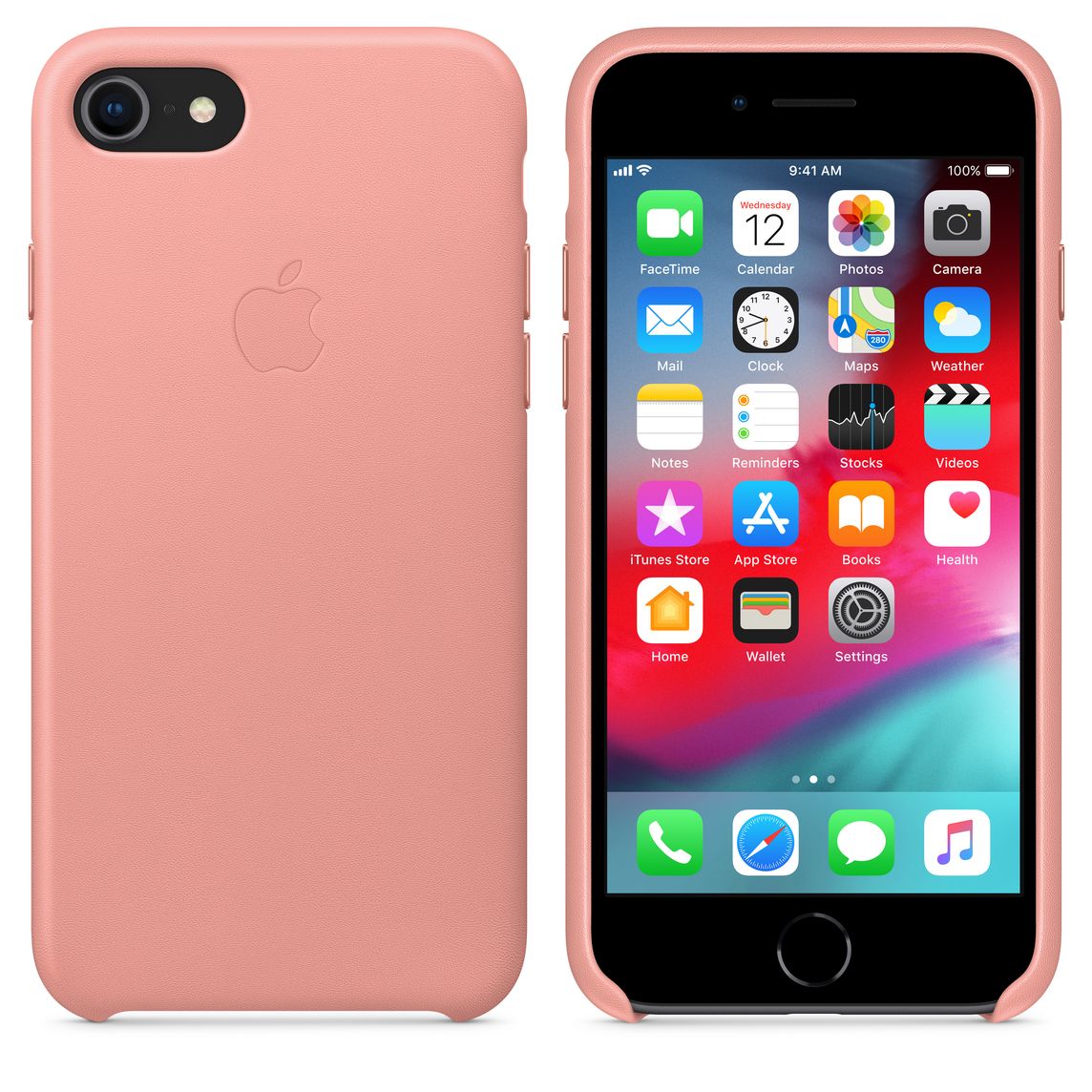 iphone 8 7 icin deri kilif acik pembe