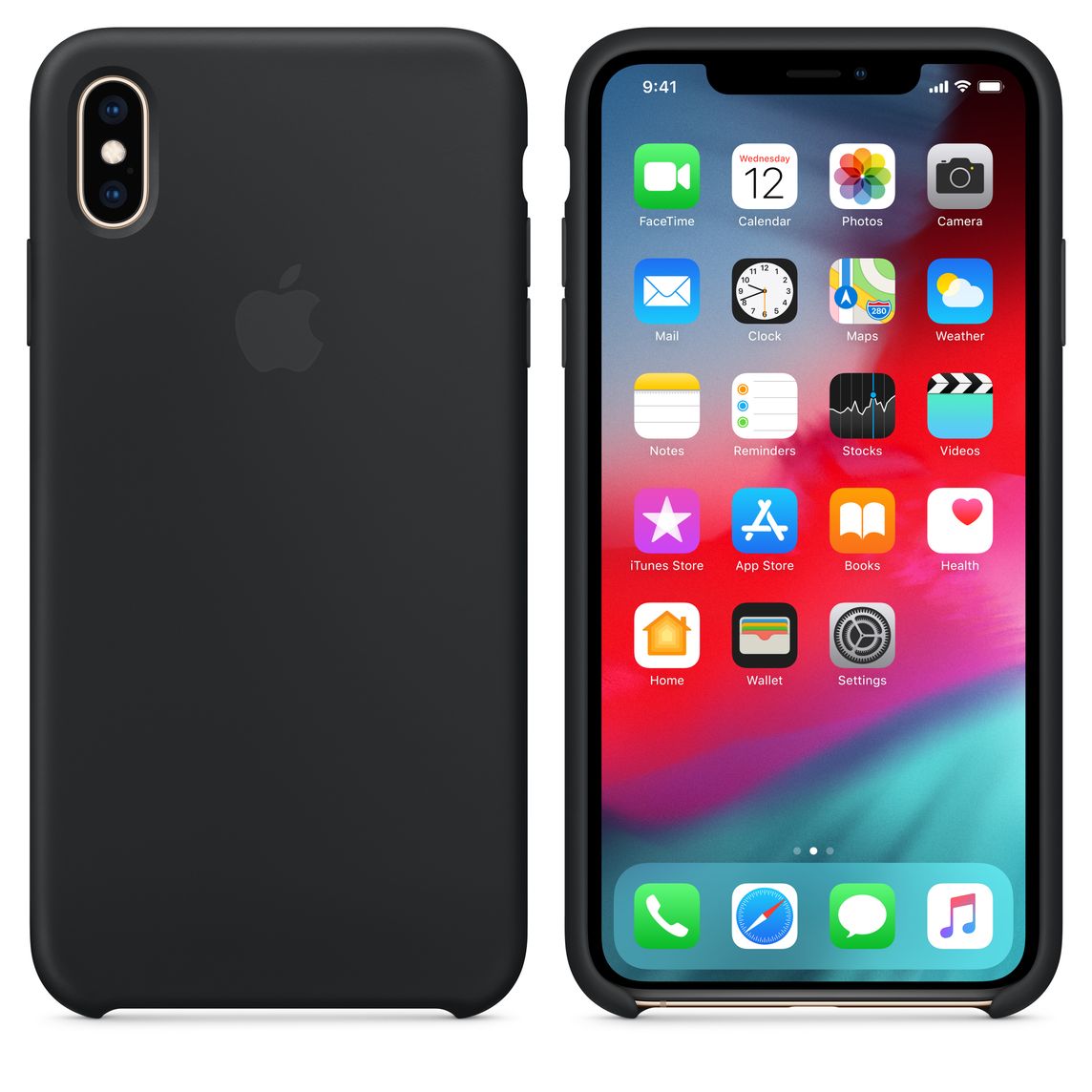 coque iphone xs noir avec accessoire