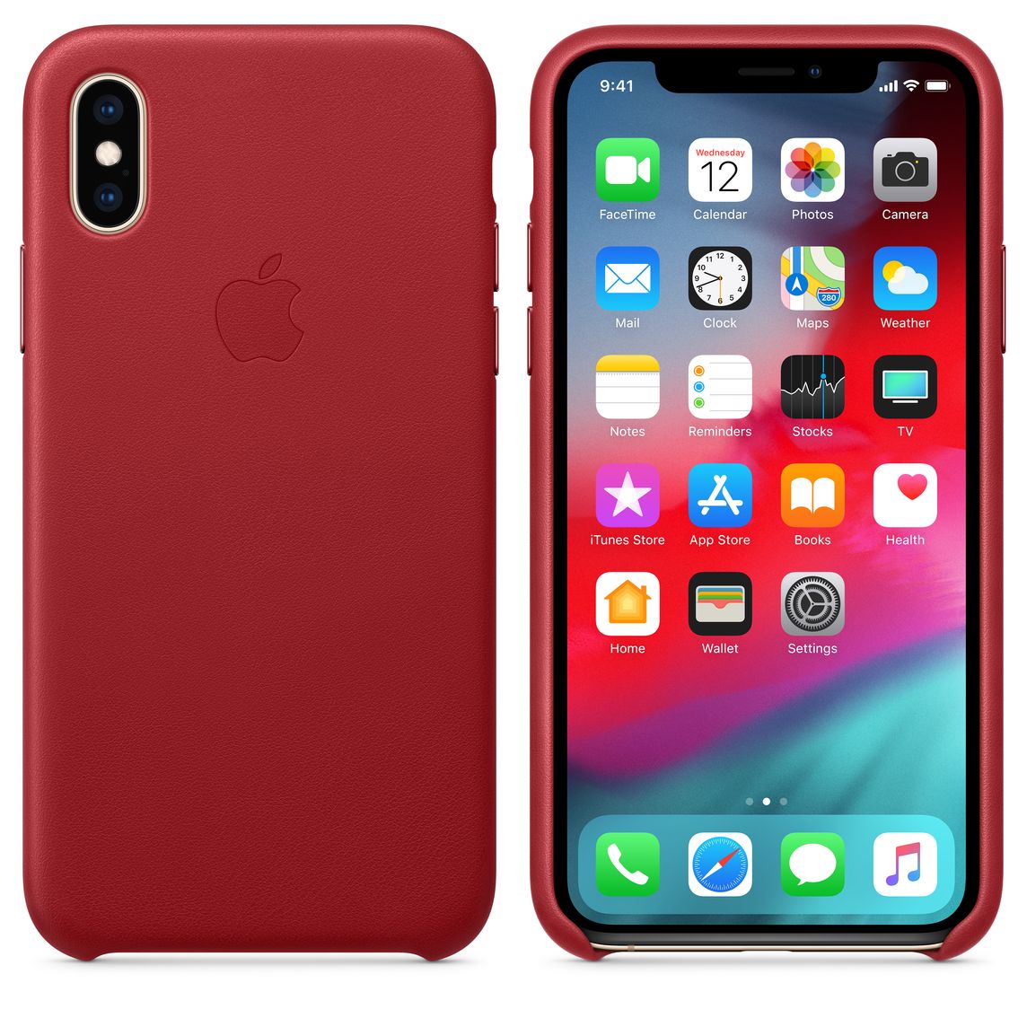 coque iphone xs apple cuir rouge