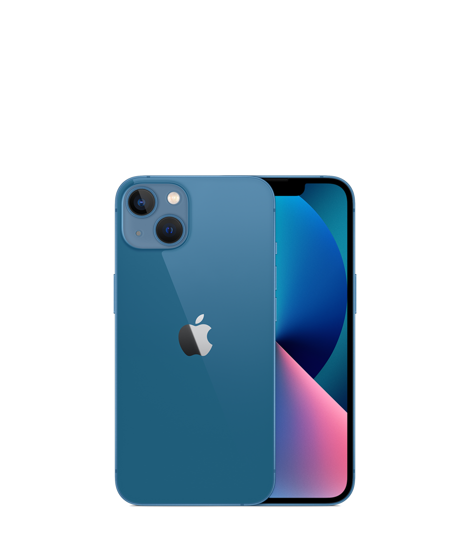 iPhone 13 azul, vista frontal y trasera
