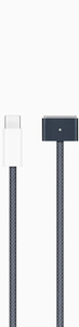 Connecteur USB-C blanc, câble tissé minuit et connecteur MagSafe minuit