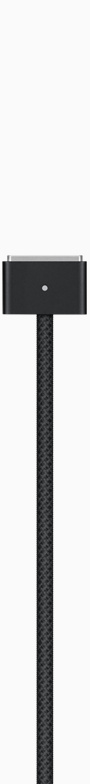 Cabo USB-C para MagSafe 3, com cabo entrançado e conetor MagSafe, ambos em preto sideral