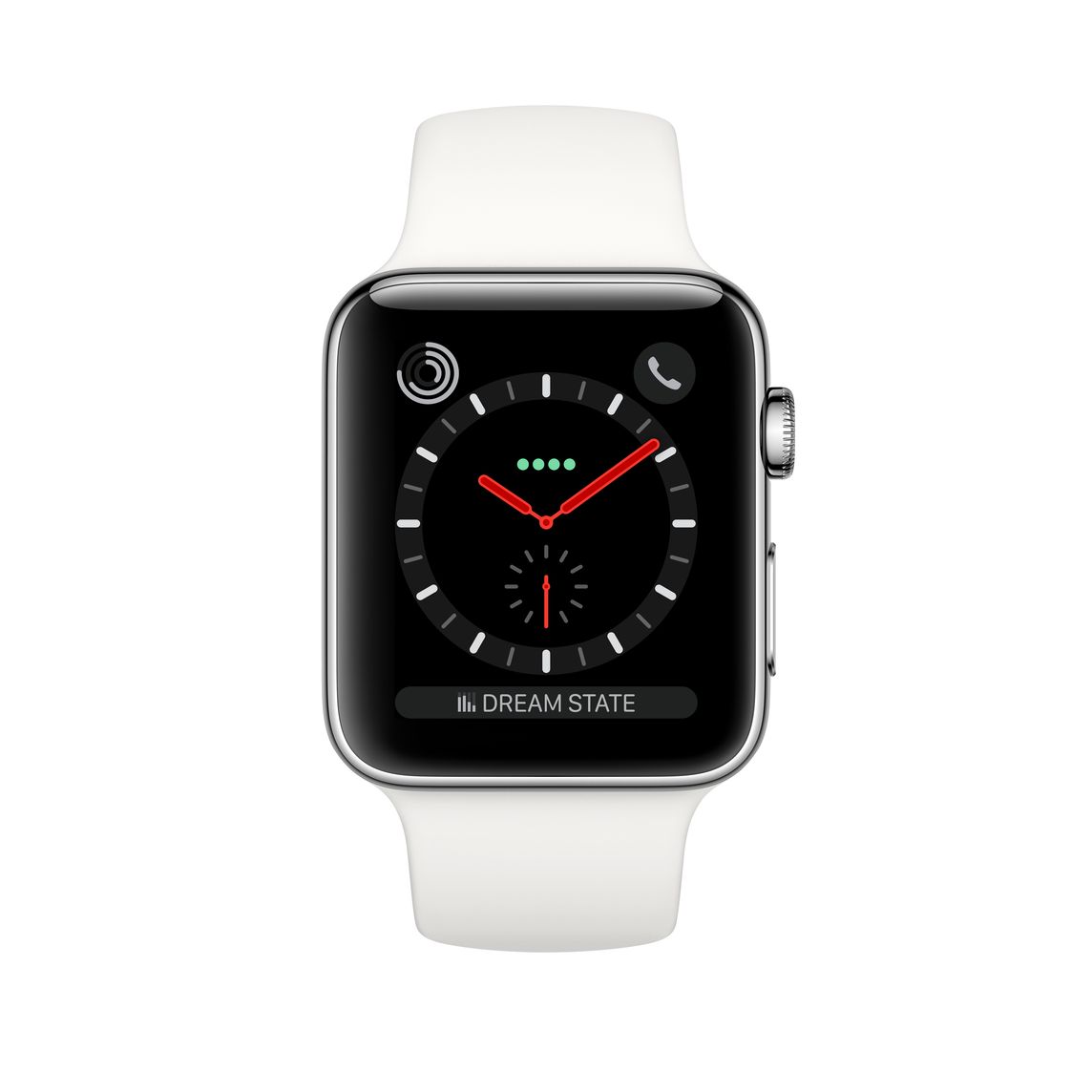 Refurbished Apple Watch Series 3 Gps Cellular 42mm Stainless Steel Case With Soft White Sport Band Apple