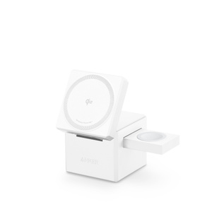 Anker 3-in-1 Cube with Qi2 - White - Apple