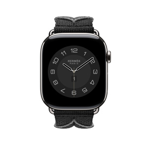 Apple Watch Hermès - 46mm Noir/Gris Bridon Single Tour - Apple