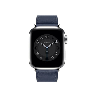 apple watch hermès stainless steel case with bleu indigo swift leather single tour