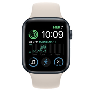 Apple Watch SE GPS Boîtier 44 mm en aluminium minuit Bracelet sport