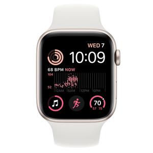 Apple Watch SE GPS, 44mm Starlight Aluminum Case with White Sport Band