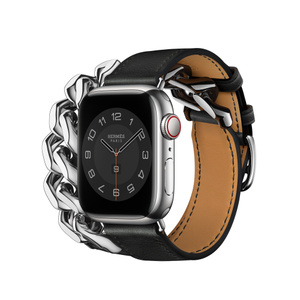 Apple Watch Hermès - 41mm Noir Swift Leather Gourmette Metal