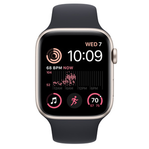 Apple Watch SE GPS, 44mm Starlight Aluminum Case with Midnight Sport