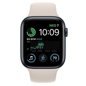 Apple Watch SE GPS, 44mm Midnight Aluminum Case with Starlight Sport