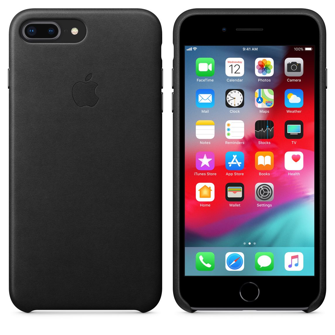 iphone 8 plus 7 plus leather case black