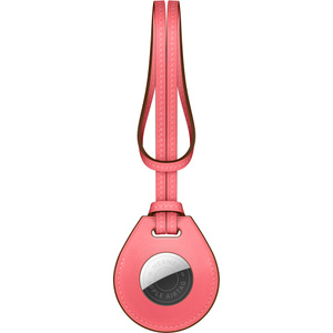 The AirTag Hermès Bag Charm, in Rose Azalée, is handcrafted by artisans in France, and is available in heritage Barénia leather or smooth Swift leather, with contrasted saddle stitching.