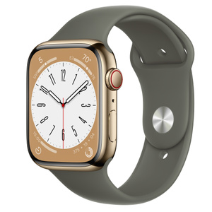 Buy Apple Watch Series 8 GPS + Cellular, 45mm Gold Stainless Steel Case  with Olive Sport Band - M/L - Apple