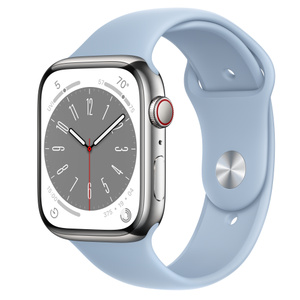 Buy Apple Watch Series 8 GPS + Cellular, 45mm Silver Stainless Steel Case  with Sky Sport Band - M/L - Apple