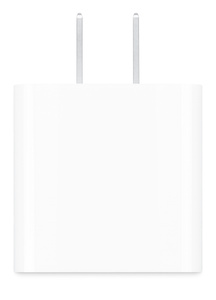 Vista lateral del adaptador de corriente USB-C de 20 watts de Apple que muestra el conector tipo A.