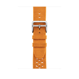 Orange Tricot Single Tour band, woven textile with silver stainless steel buckle.