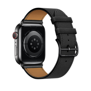 Apple Watch Hermès - 44mm Noir Swift Leather Single Tour - Apple