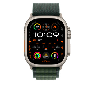 49mm Dark Green Alpine Loop - Large - Natural Titanium Finish - Apple