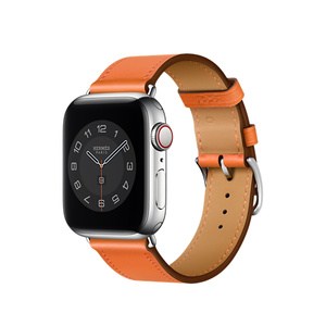 apple watch hermès stainless steel case with bleu indigo swift leather single tour