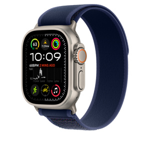 49mm Blue Trail Loop - S/M - Natural Titanium Finish - Apple