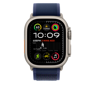 49mm Blue Trail Loop - S/M - Natural Titanium Finish - Apple