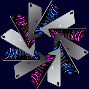 iPad Pro devices arranged in a beautiful snowflake pattern.