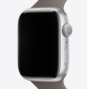 Aluminum case, matte finish, edge-to-edge display, rounded corners, Digital Crown dial, side button