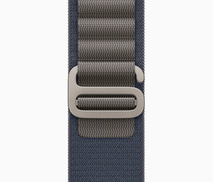 Exterior of Blue Alpine Loop band, titanium G-hook closure, woven textile with loops
