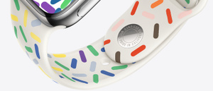 Engraved in English, Pride Edition Sport Band pin reads “Designed with pride in California”